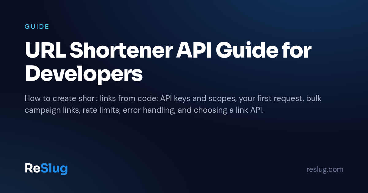 URL Shortener API Guide for Developers | ReSlug