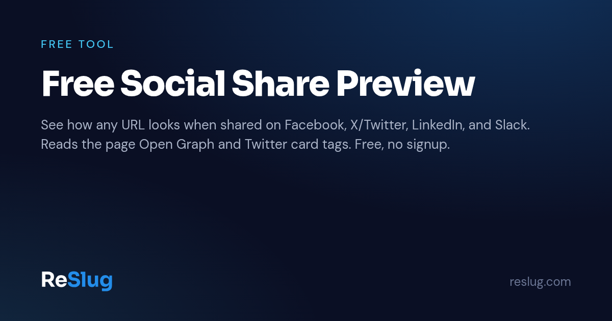 Free Social Share Preview | ReSlug